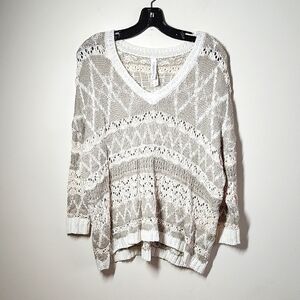 Aeropostale Cozy Knit Sweater in Cream and Gray Metallic Threads Womens Medium